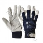 Munkavédelmi kesztyű puha Kecskebőrből Kék vászon kézháttal, tépőzárral (sofőrkesztyű) - 10 -es méret