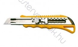 Kés műanyagház fémkivezetés 18mm-es törhető pengés, fém léptetős pengerögzítő