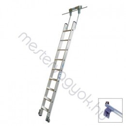 Krause Stabilo lépcsőfokos polclétra cső vezetősínnel alumíniumból, önfékező kerekekkel