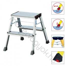 Krause Monto Rolly gurítható, összecsukható két oldalon járható alumínium fellépő létra - Alumínium