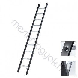 Zarges Megastep L peremezett lépcsőfokos alumínium támasztólétra, támasztó idommal - Eloxált fekete