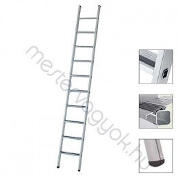 Zarges Z600 eloxált peremezett lépcsőfokos alumínium támasztólétra, csúszásmentes gumi betéttel