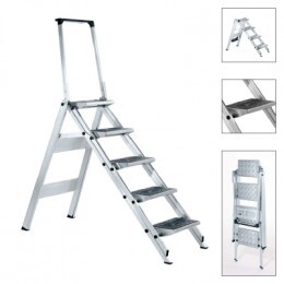 Zarges Plazamax P Z600 Összecsukható TOP biztonsági gumibetétes foku lépcső biztonsági kengyellel