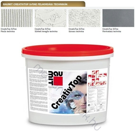 Baumit CreativTop Silk 0,2mm modellező vakolat kültéri és beltéri vakolt és hőszigetelt felületekre - Fehér / 25 kg