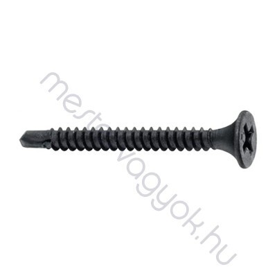 Gipszkarton csavar Önfúró sűrű fémmenetű 3,5mm átmérővel PH süllyesztett fejjel, foszfátozott - 3.5x 25 mm