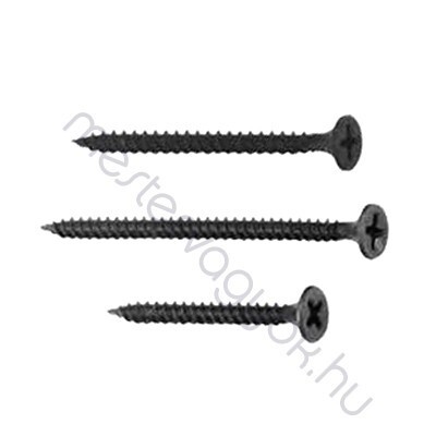 Gipszkarton csavar sűrű fémmenetű 3,5mm átmérővel PH süllyesztett fejjel, foszfátozott - 3.5x 25 mm