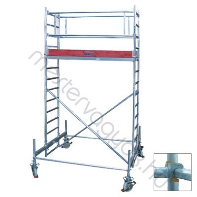 Krause Stabilo 100-as alumínium gurulóállvány, 2.50x0.75m állványmérettel, kerékszettel - 4.4 m munkamagasság