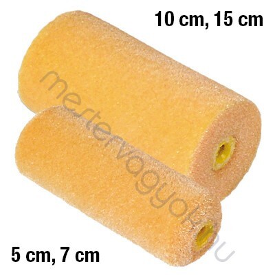 Festőhenger szivacs bársonyfelülettel 35mm átmérő, Superflok (sárga) latex, diszperziós festékhez - 10 cm széles