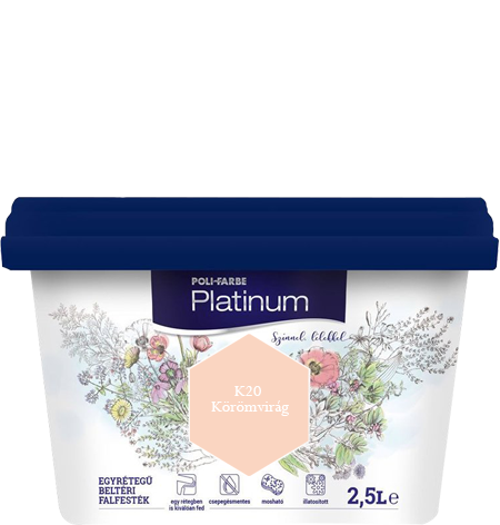 Polifarbe Platinum egyrétegű beltéri színes diszperziós falfesték - K20 Körömvirág / 2.5 liter