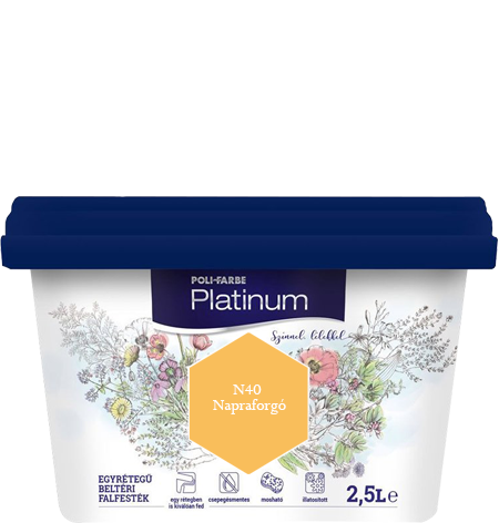 Polifarbe Platinum egyrétegű beltéri színes diszperziós falfesték - N40 Napraforgó / 2.5 liter