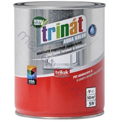Trinát Aqua magasfényű vizzel hígítható oldószermentes gyorsanszáradó zománcfesték - 100 Fehér / 1 liter