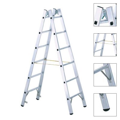 Zarges Coni B Z600 peremezett létrafokos kétoldalon járható alumínium állólétra - 2x 6 fokos